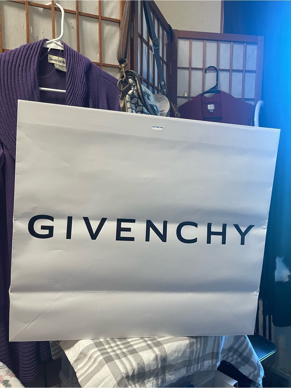 Givenchy White Shopping Bag with Black Logo